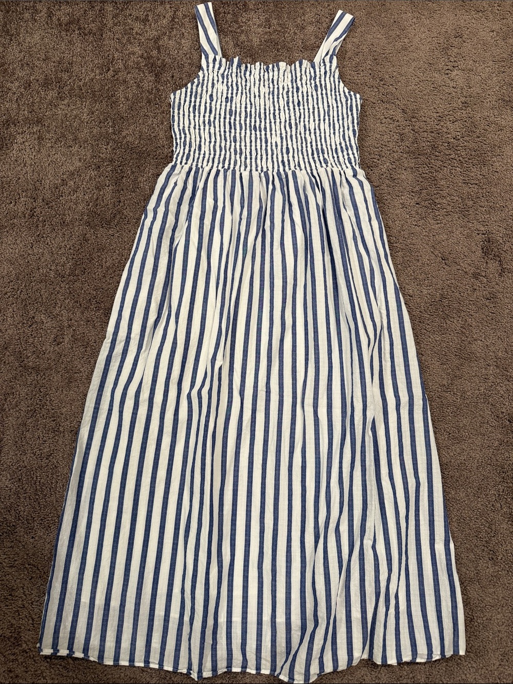 Everlane Blue and White Striped Midi Sundress